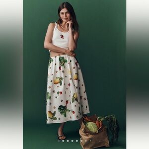 ANTHROPOLOGIE Maeve The Jacie Poplin Printed Midi Skirt